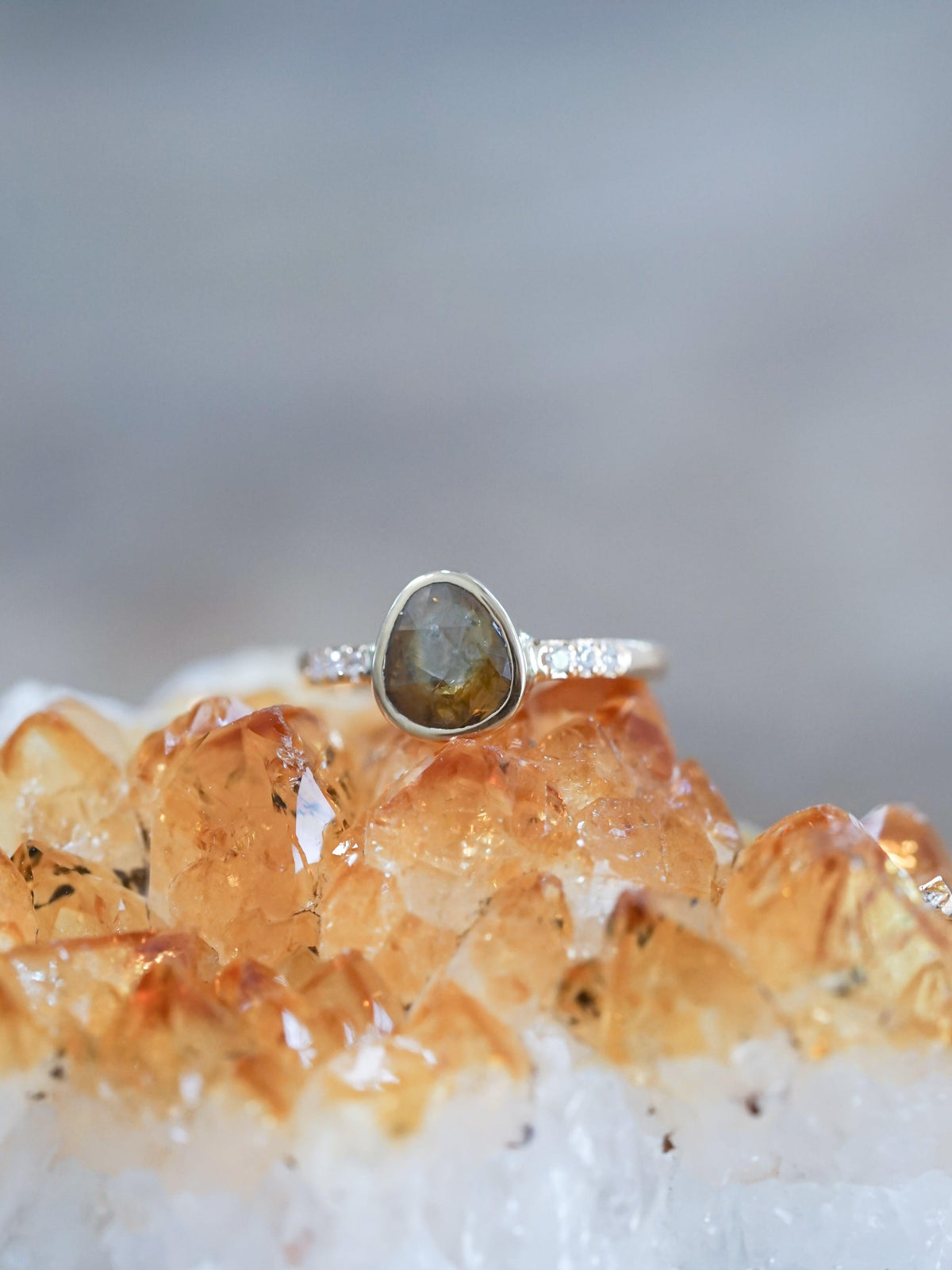 Honey Pear Diamond Ring in Eco Gold - Gardens of the Sun | Ethical Jewelry