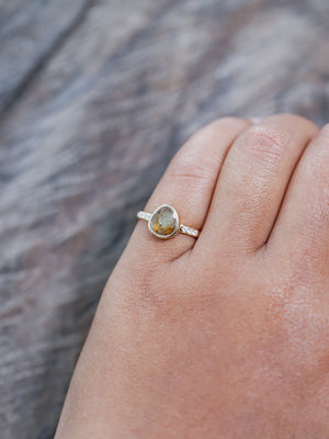 Honey Pear Diamond Ring in Eco Gold