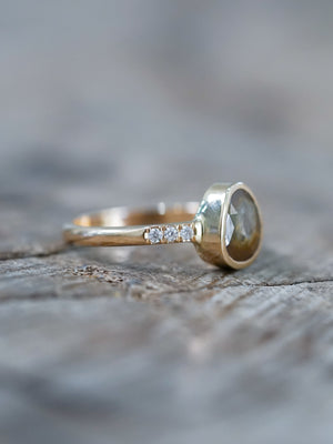 Honey Pear Diamond Ring in Eco Gold