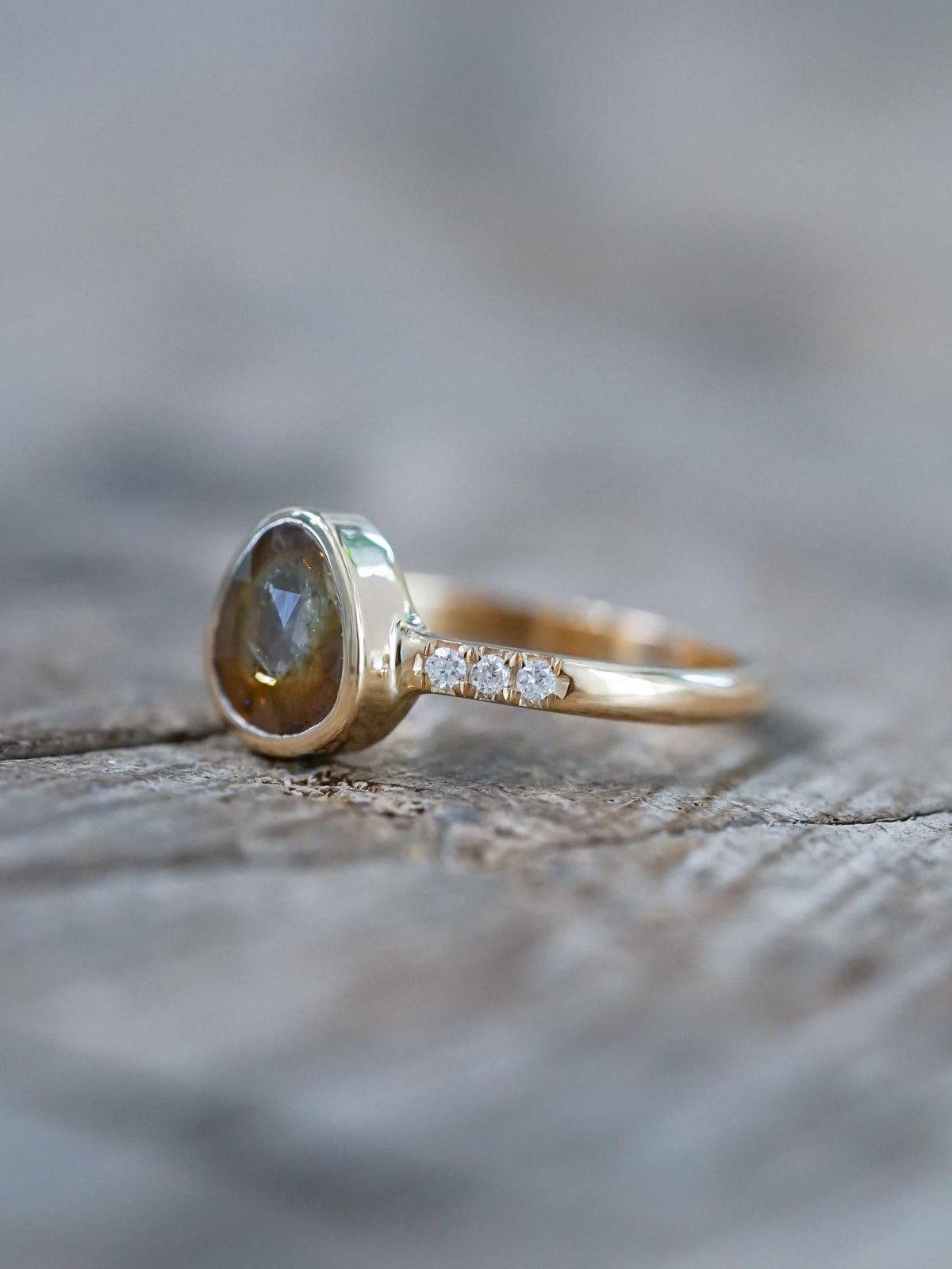 Honey Pear Diamond Ring in Eco Gold - Gardens of the Sun | Ethical Jewelry