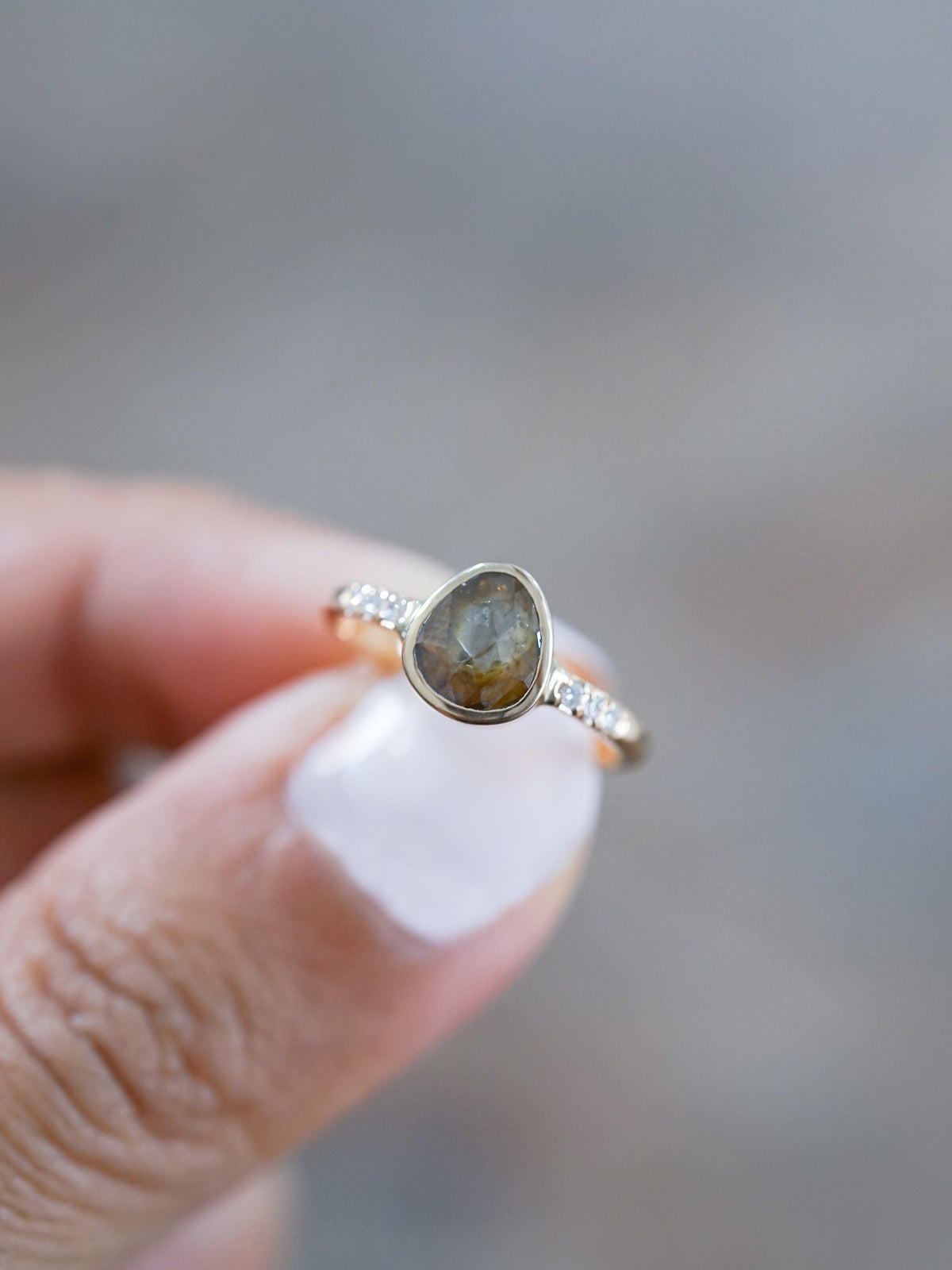 Honey Pear Diamond Ring in Eco Gold - Gardens of the Sun | Ethical Jewelry