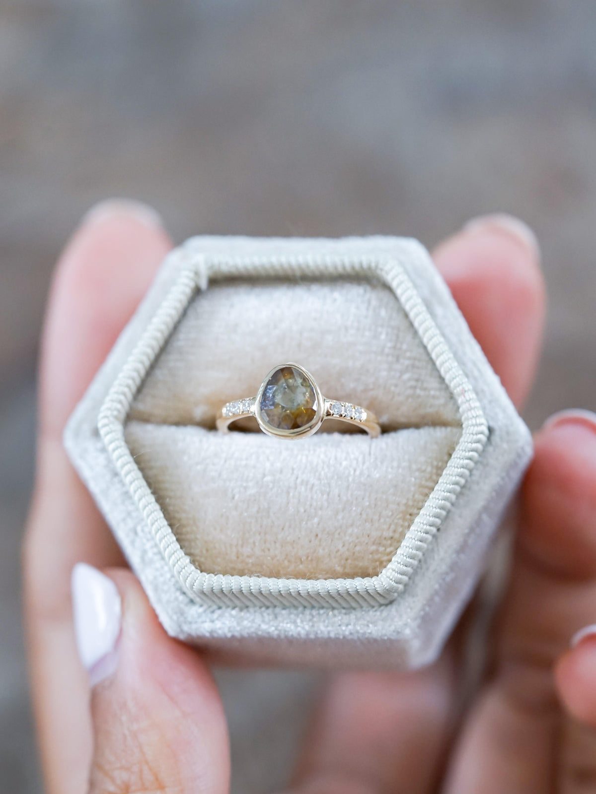 Honey Pear Diamond Ring in Eco Gold - Gardens of the Sun | Ethical Jewelry