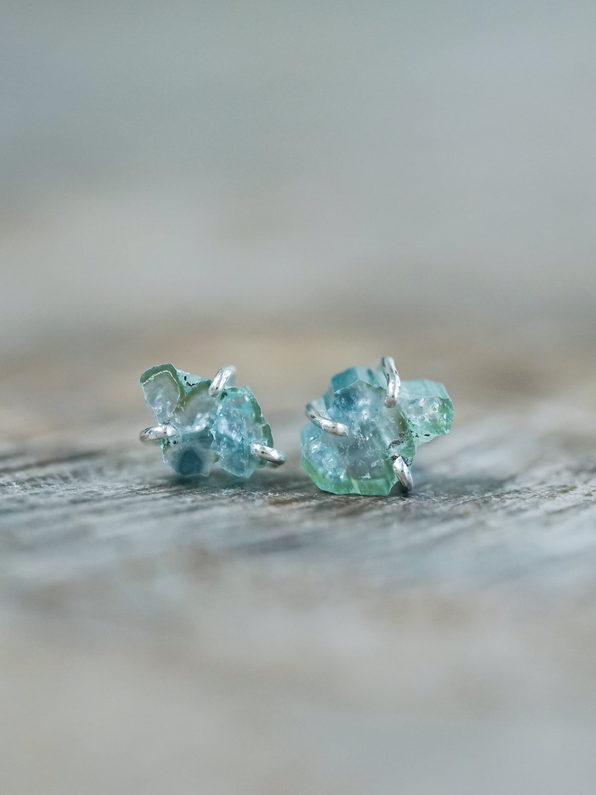 Rough Tourmaline Slice Earrings - Gardens of the Sun | Ethical Jewelry