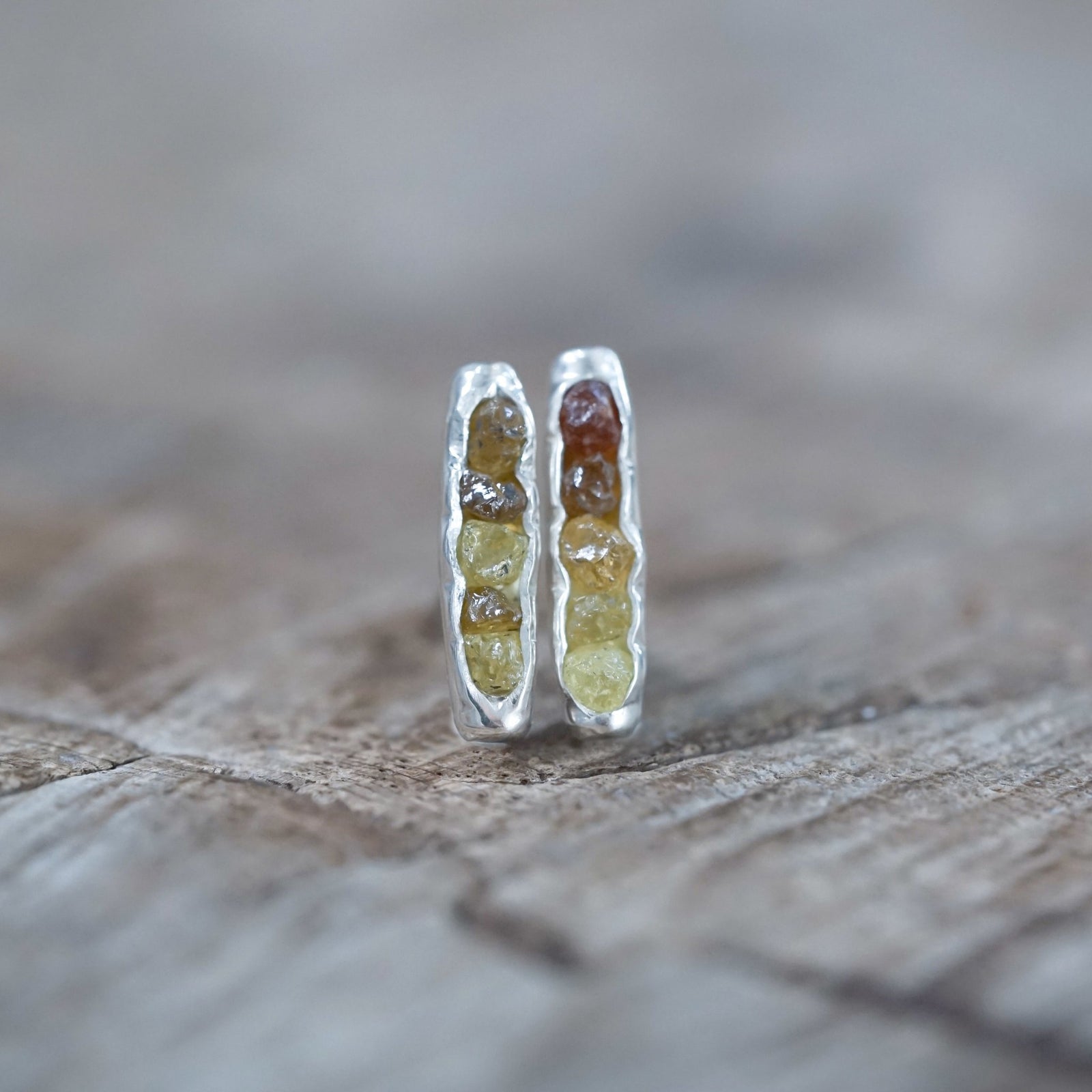 Mali Garnet Earrings with Hidden Gems in sterling silver