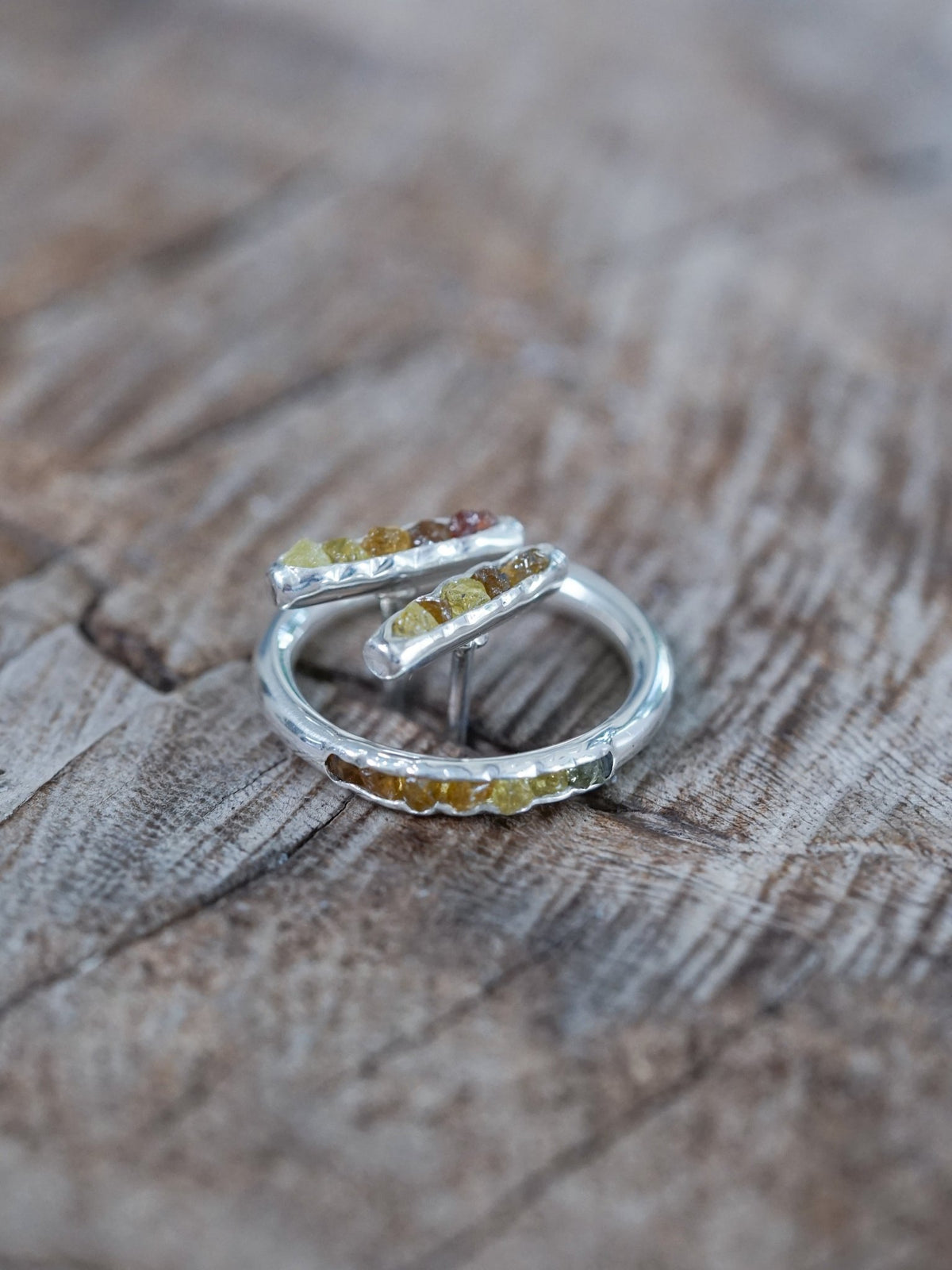Mali Garnet Ring and Earrings with Hidden Gems in recycled sterling silver
