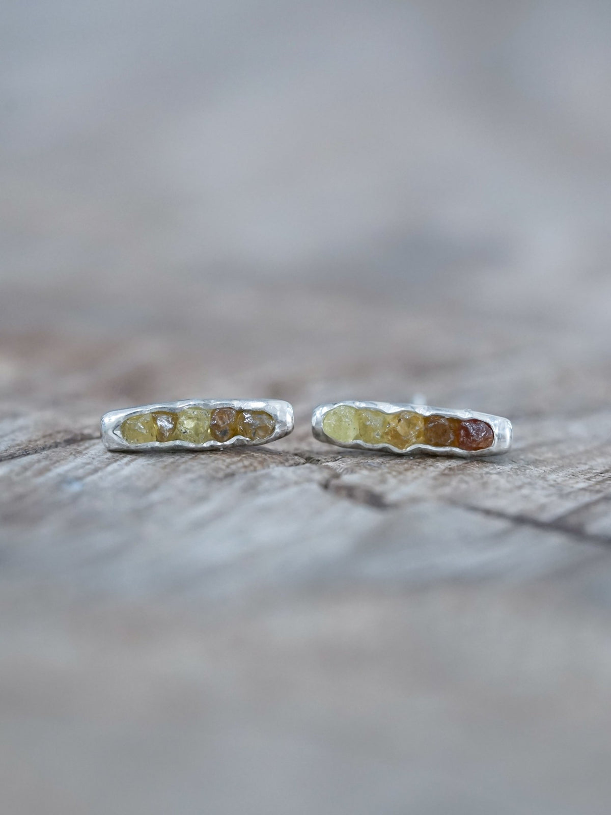 Mali Garnet Stud Earrings with Hidden Gems in recycled sterling silver