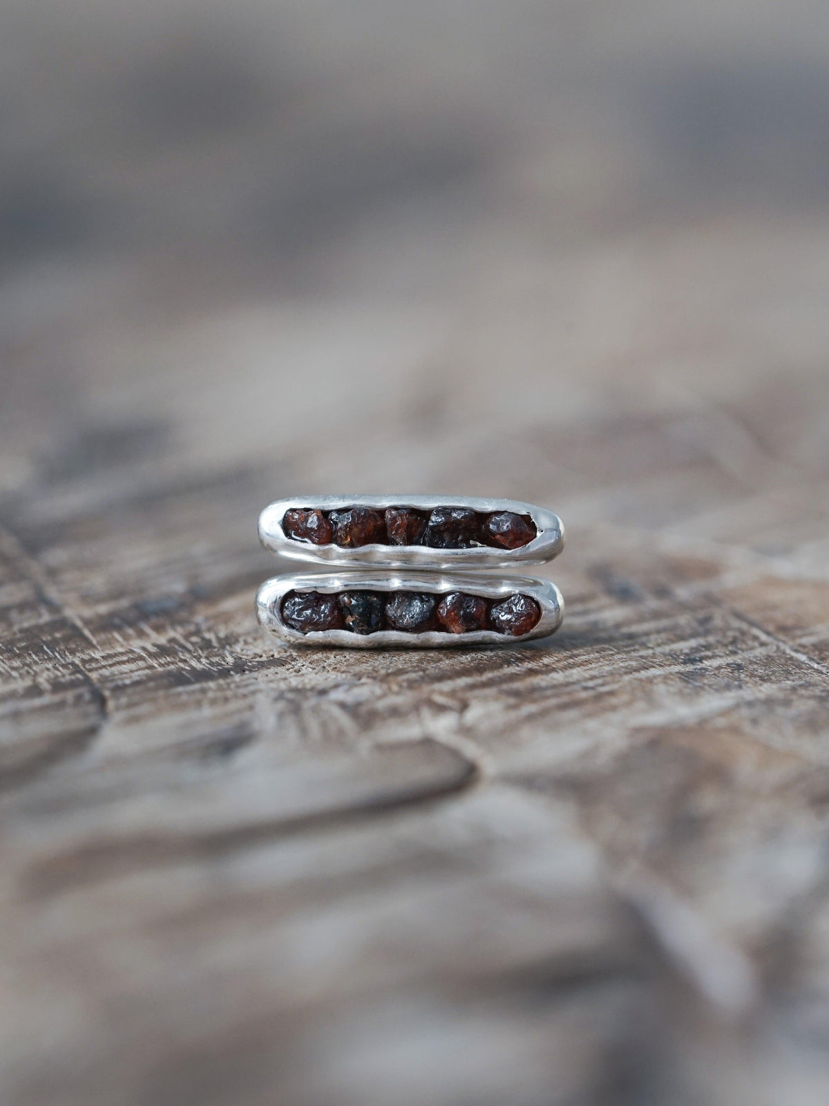 Montana Garnet Earrings with Hidden Gems in recycled sterling silver