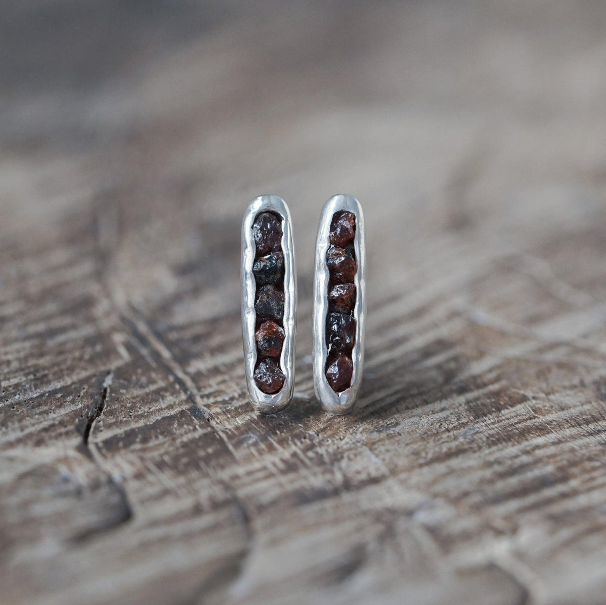 Montana Garnet Earrings with Hidden Gems in sterling silver