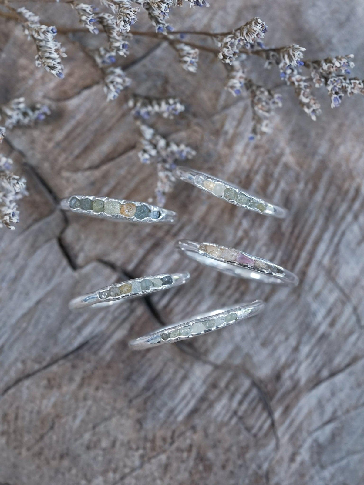 Montana Sapphire Rings with Hidden Gems in recycled sterling silver