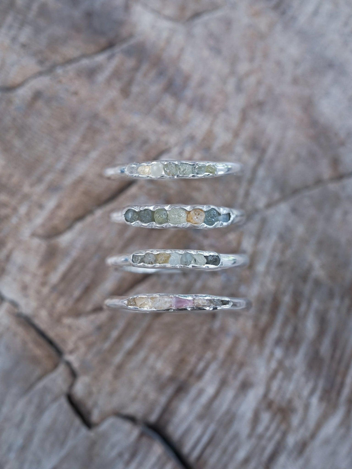 Montana Sapphire Rings with Hidden Gems  in sterling silver