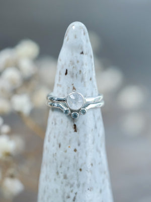 Moonstone and Aquamarine Ring Set - Gardens of the Sun | Ethical Jewelry
