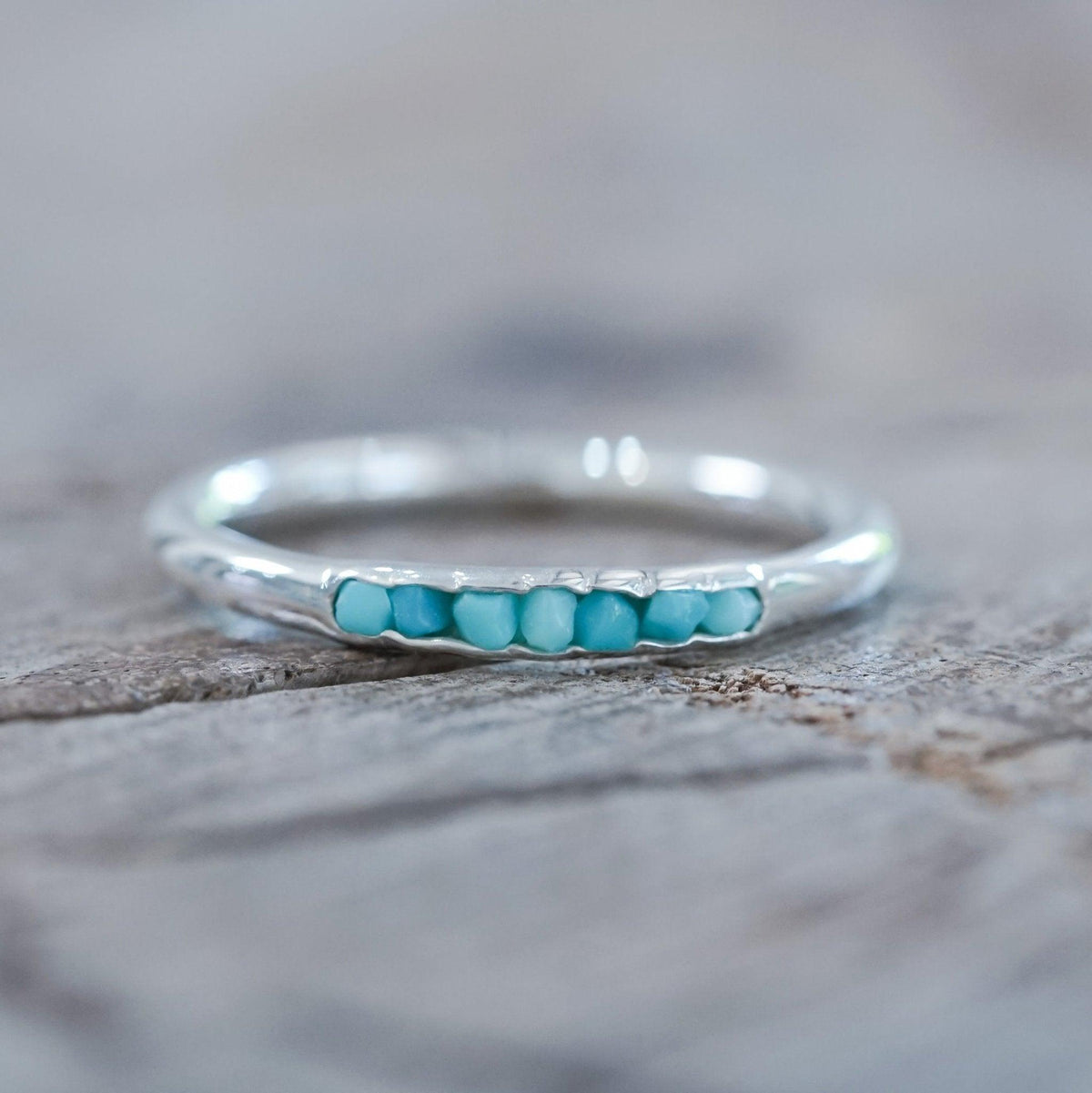 Nevada Turquoise Ring with Hidden Gems in sterling silver