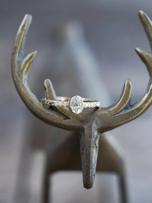 Old Mine Cut Oval Diamond Ring - Size 6.5