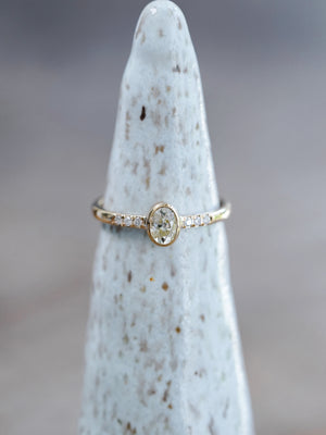 Old Mine Cut Oval Diamond Ring - Size 6.5