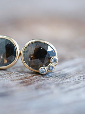 Oval Rustic Diamond Earrings in Gold