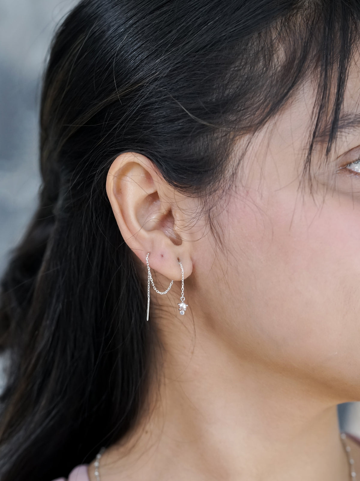 Pearl and Spinel Threader Earrings - Gardens of the Sun | Ethical Jewelry