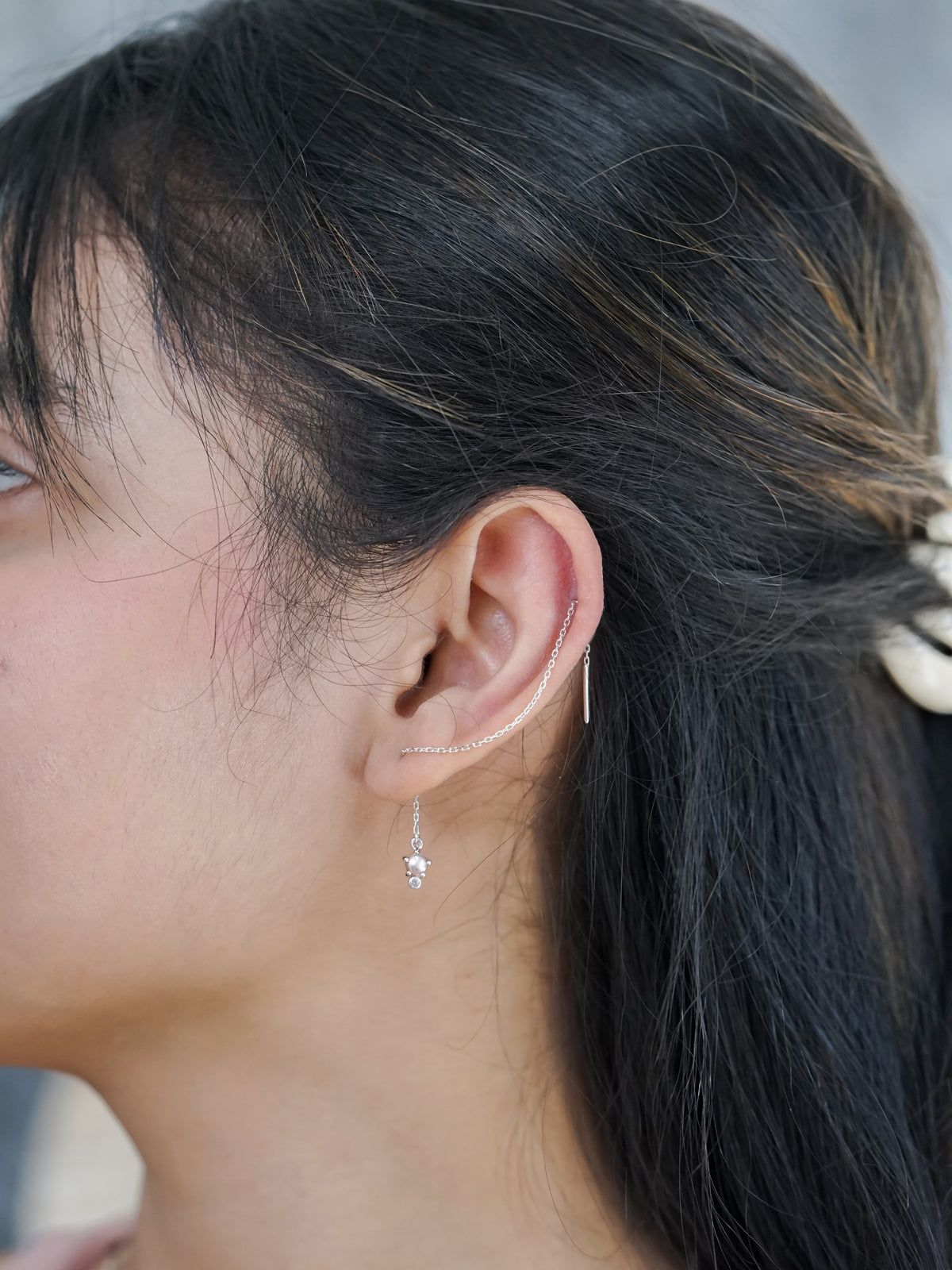 Pearl and Spinel Threader Earrings - Gardens of the Sun | Ethical Jewelry