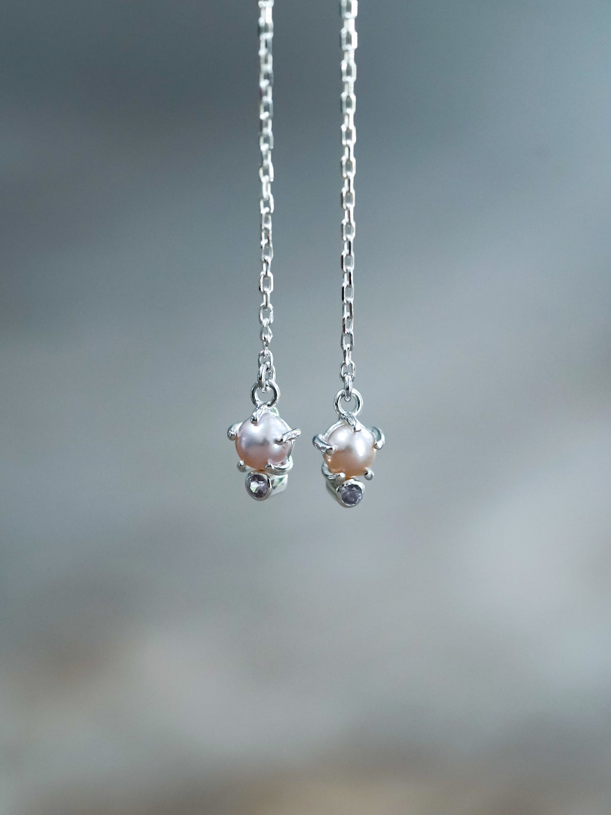 Pearl and Spinel Threader Earrings - Gardens of the Sun | Ethical Jewelry