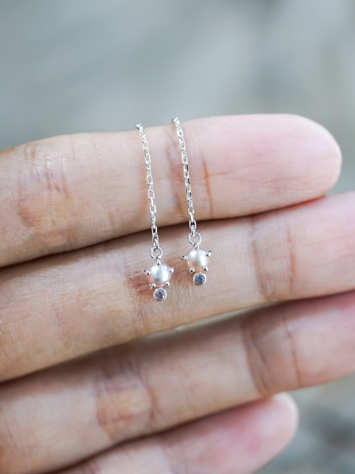 Pearl and Spinel Threader Earrings - Gardens of the Sun | Ethical Jewelry