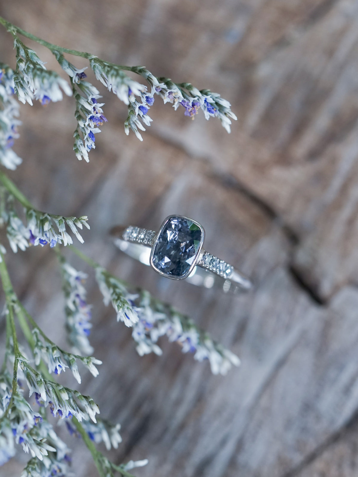 Peppered Spinel Ring in White Gold - Gardens of the Sun | Ethical Jewelry