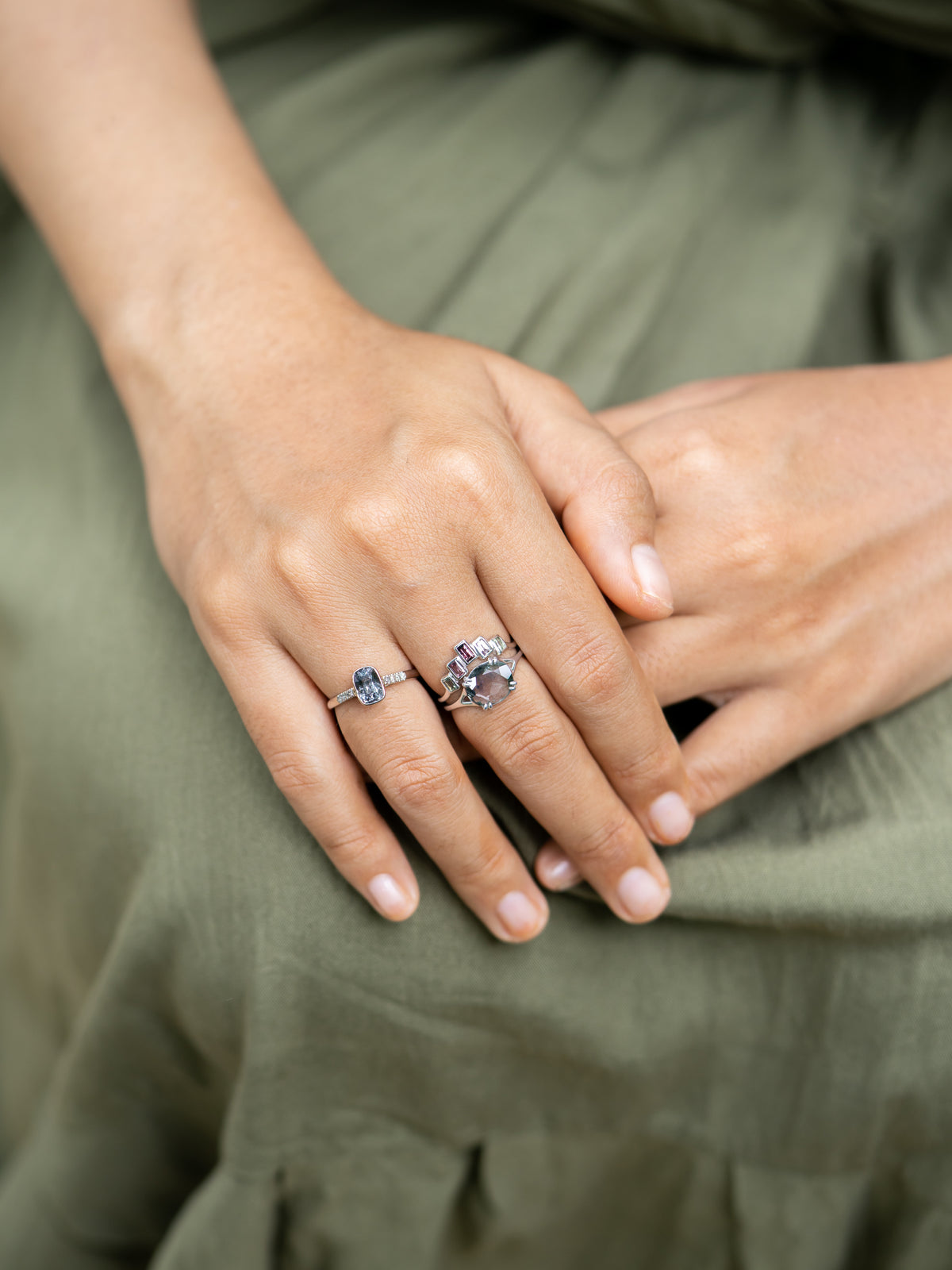 Peppered Spinel Ring in White Gold - Gardens of the Sun | Ethical Jewelry