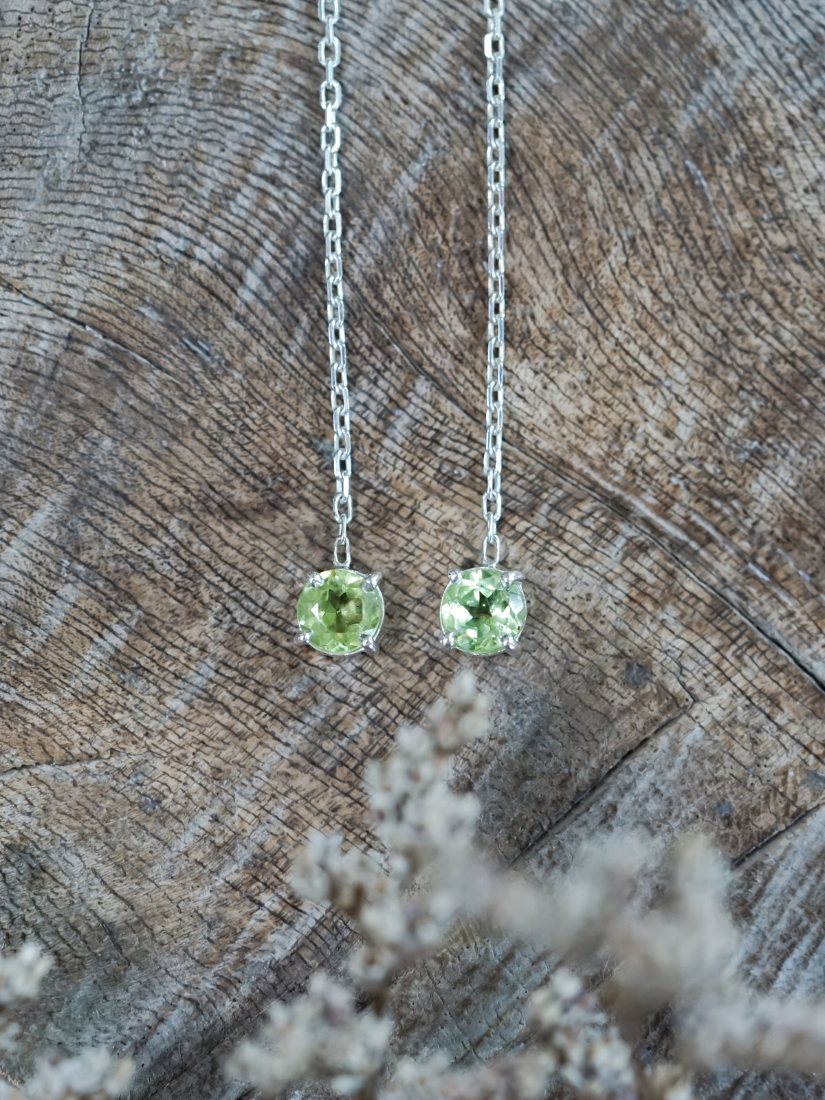 Peridot Threader Earrings - Gardens of the Sun | Ethical Jewelry 