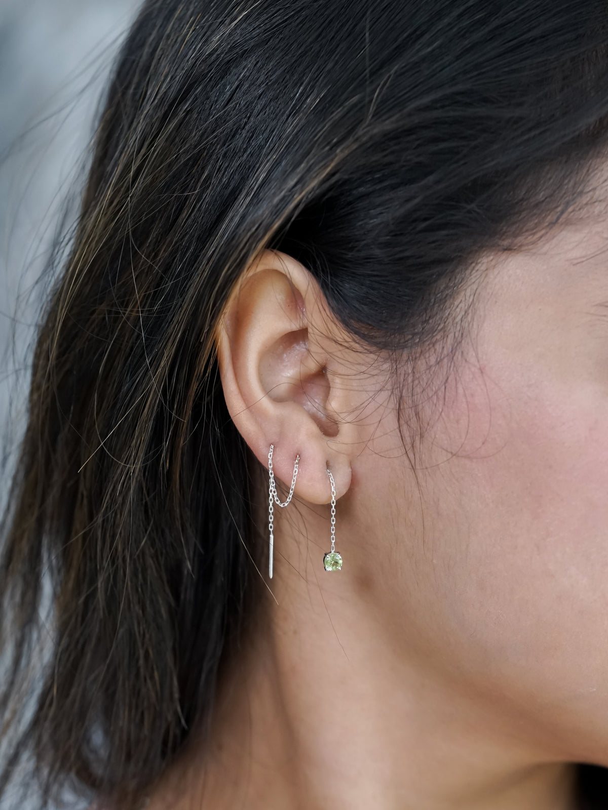 Peridot Threader Earrings - Gardens of the Sun | Ethical Jewelry 
