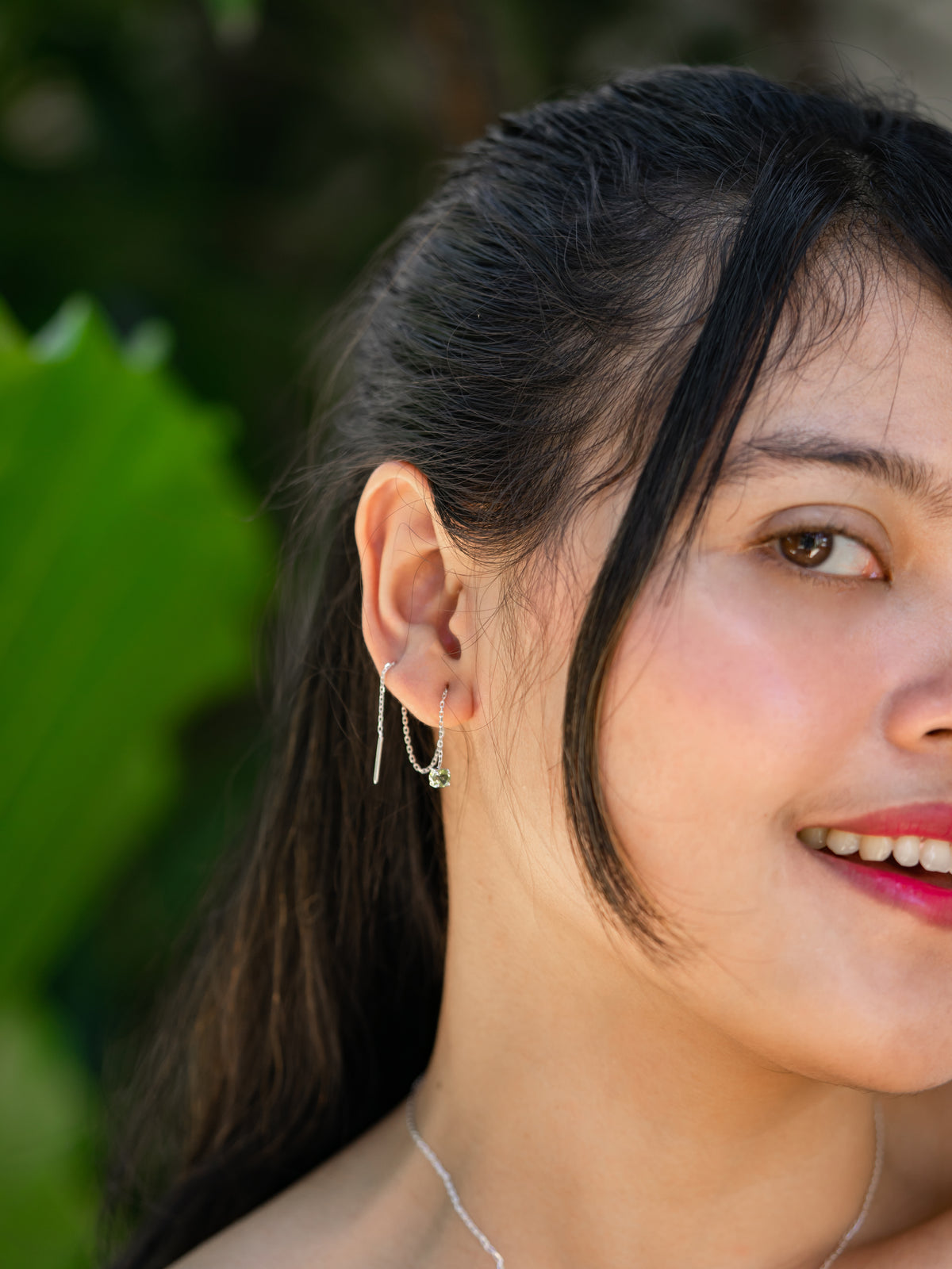 Peridot Threader Earrings - Gardens of the Sun | Ethical Jewelry 