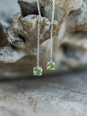 Peridot Threader Earrings - Gardens of the Sun | Ethical Jewelry 