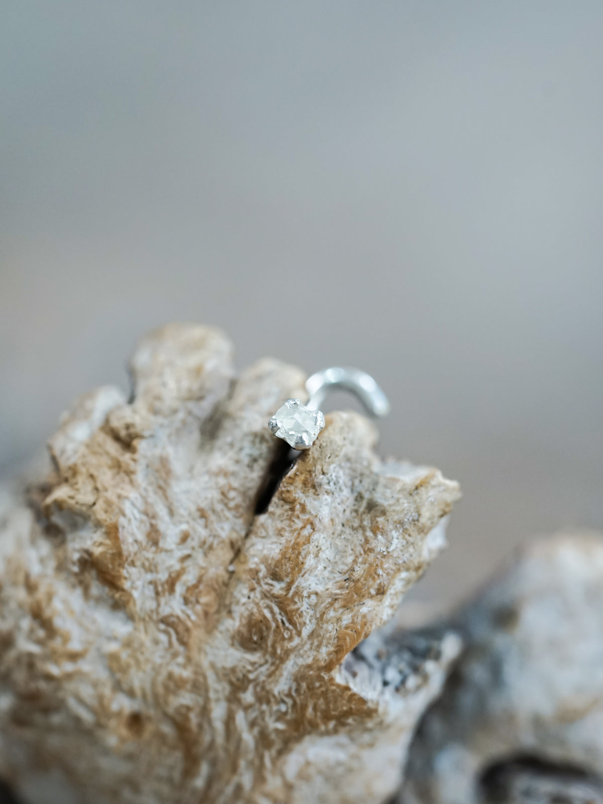 Polki Diamond Tragus Stud Earring - Gardens of the Sun | Ethical Jewelry