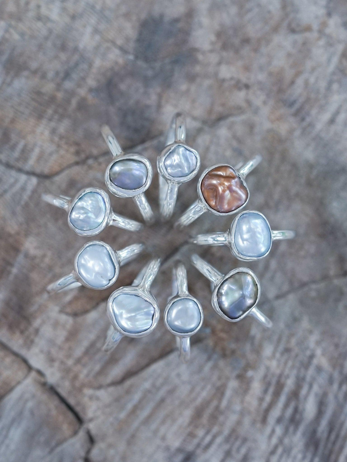 Quirky Freshwater Keshi Pearl Rings in Silver