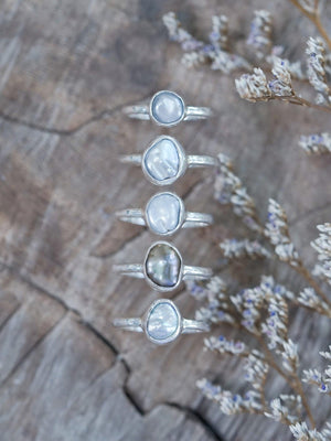 Quirky Freshwater Keshi Pearl Rings in Sterling Silver