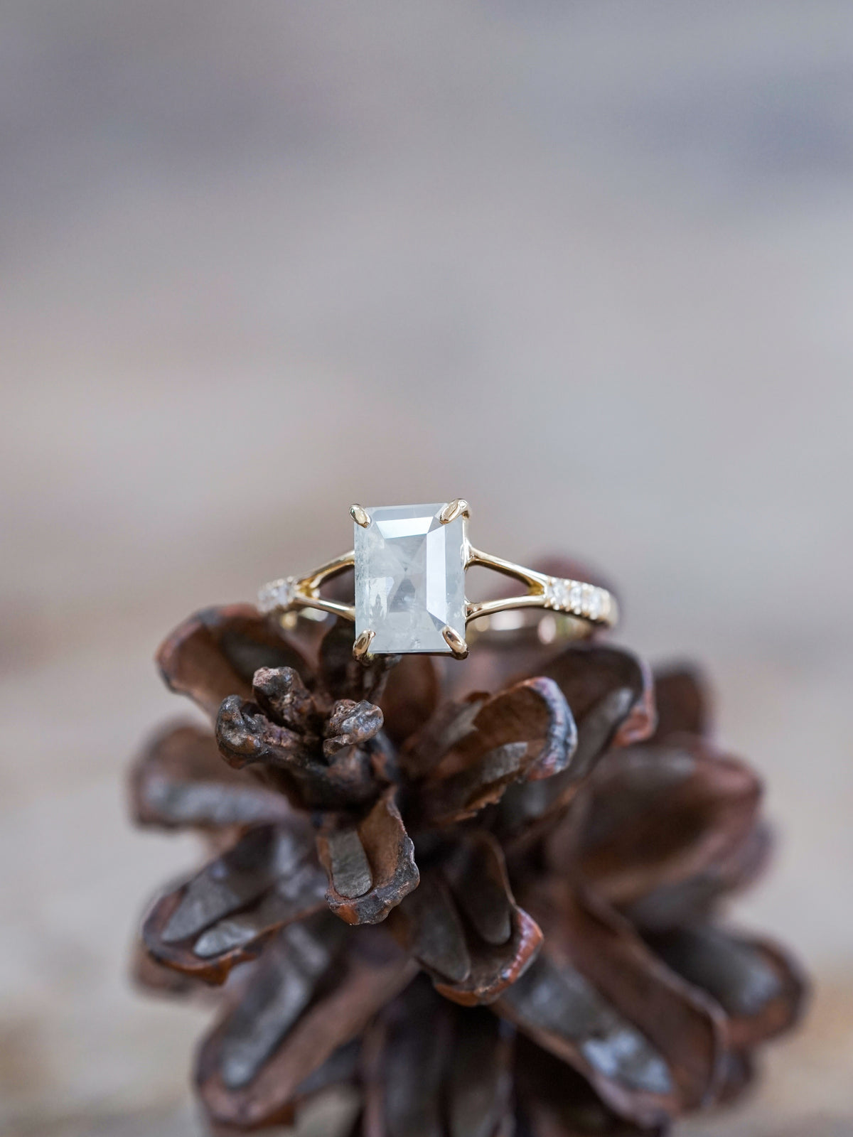 Radiant Rose Cut Diamond Ring in Ethical Gold - Gardens of the Sun | Ethical Jewelry
