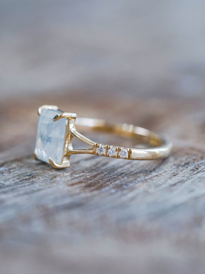 Radiant Rose Cut Diamond Ring in Ethical Gold