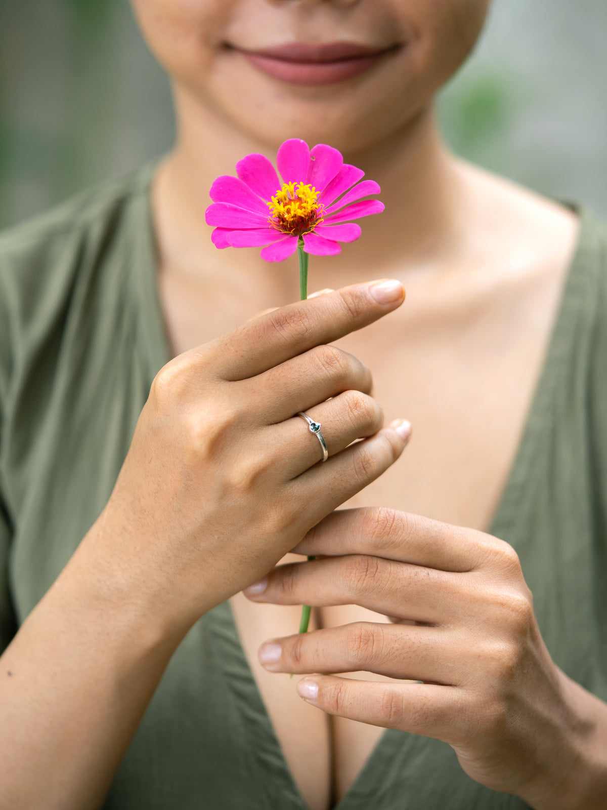 Rose Cut Blue Diamond Ring  - Gardens of the Sun | Ethical Jewelry