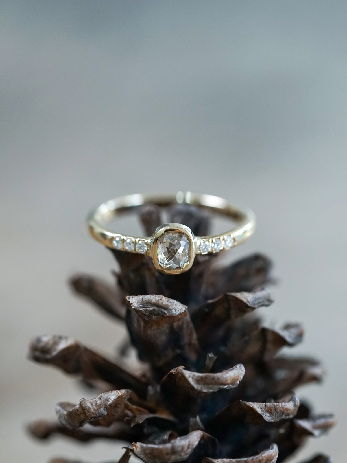 Rose Cut Champagne Diamond Ring in Ethical Gold - Gardens of the Sun | Ethical Jewelry