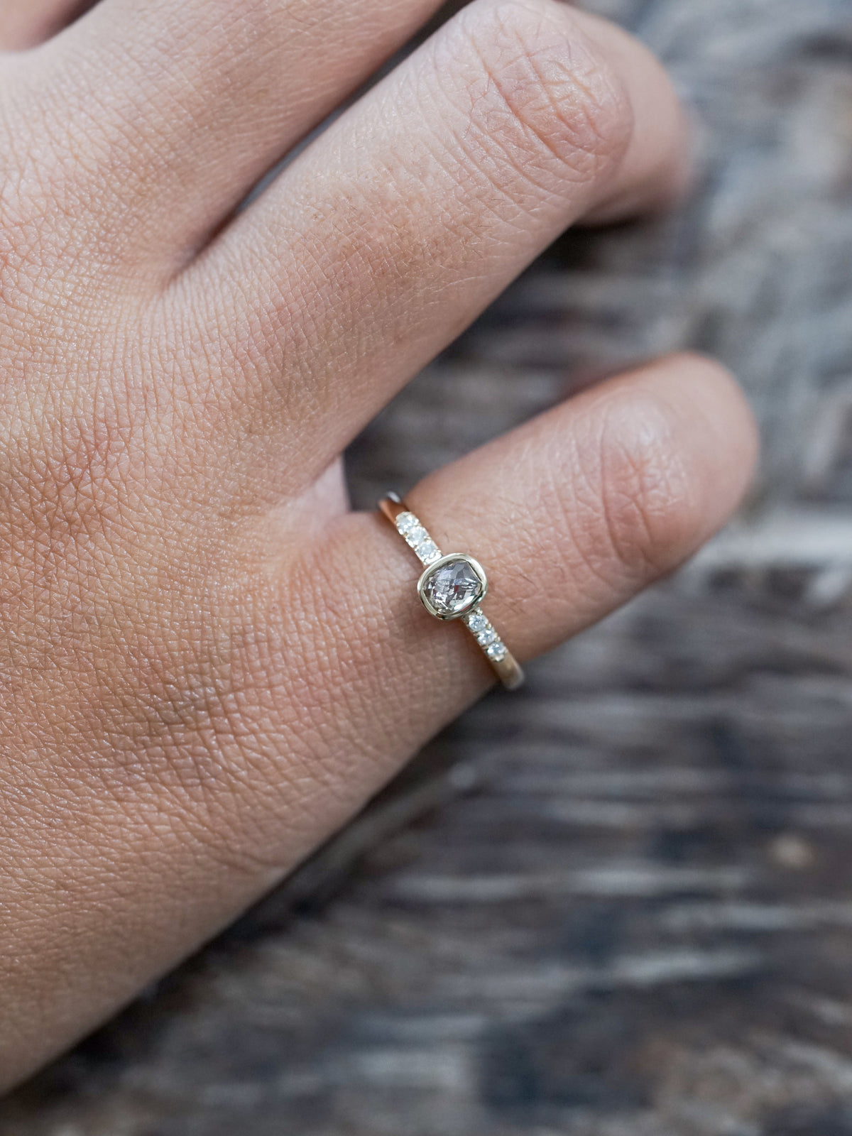 Rose Cut Champagne Diamond Ring in Ethical Gold - Gardens of the Sun | Ethical Jewelry