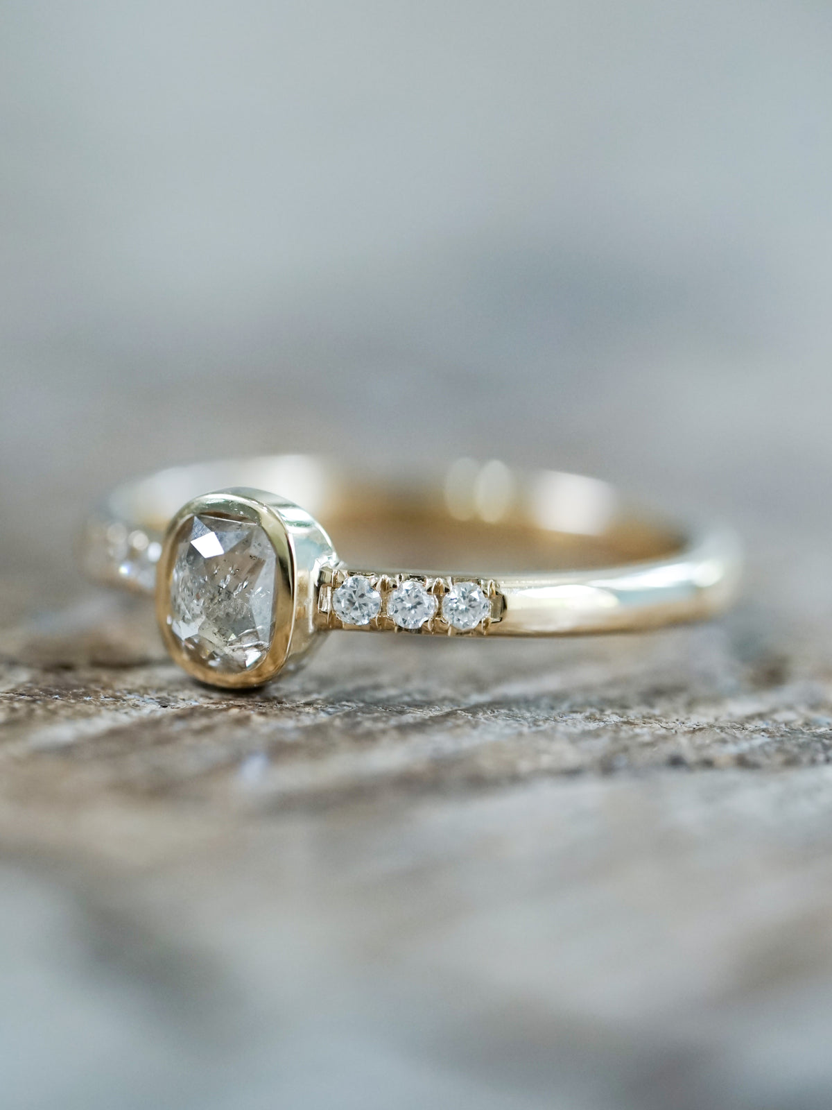 Rose Cut Champagne Diamond Ring in Ethical Gold - Gardens of the Sun | Ethical Jewelry