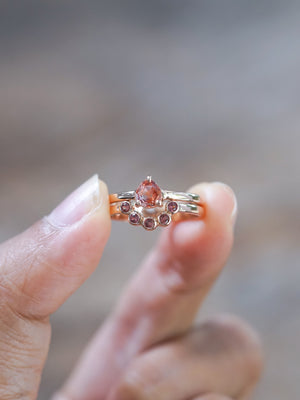 Montana Sapphire and Spinel Ring Set in Rose Gold - Size 7