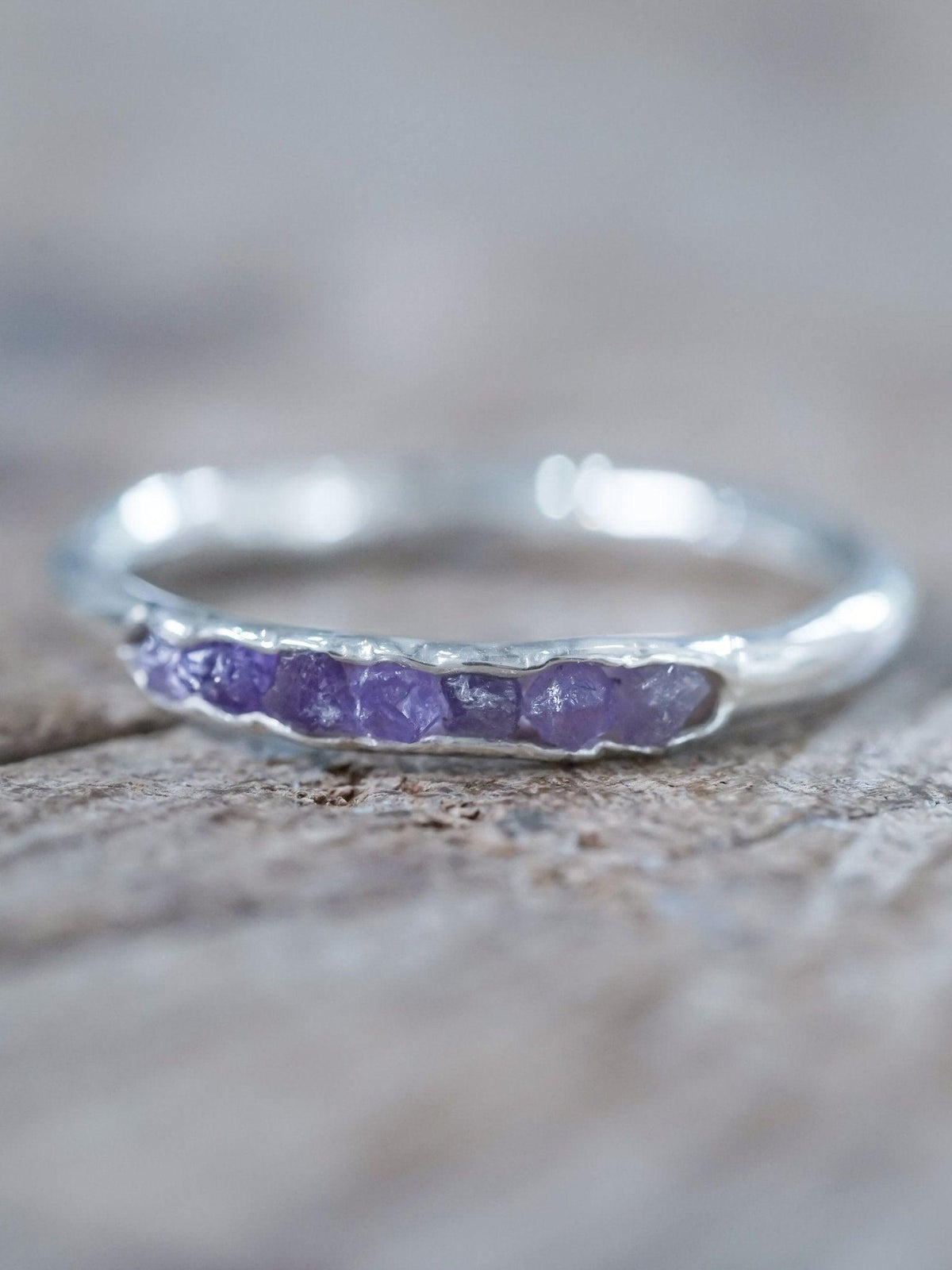 Rough Amethyst Ring with Hidden Gems in recycled sterling silver