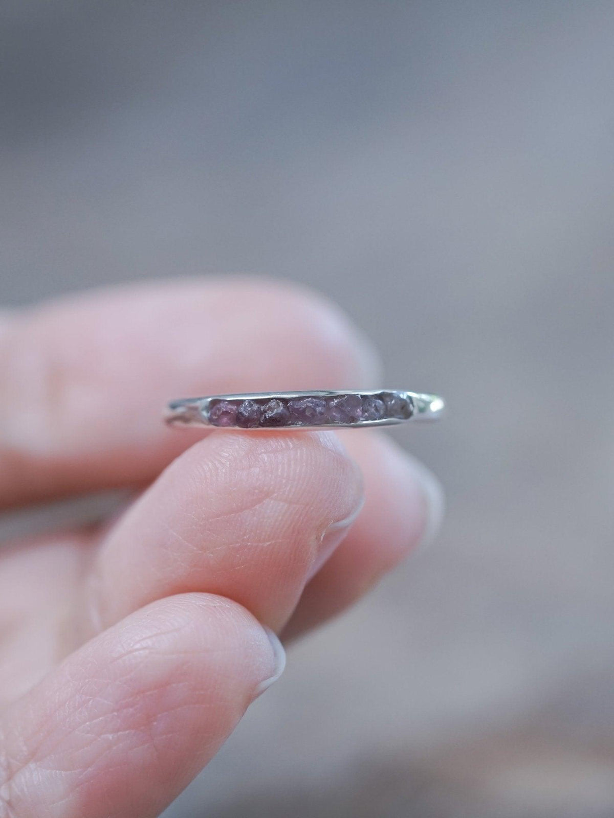 Rough Borneo Ruby Ring with Hidden Gems in recycled sterling silver