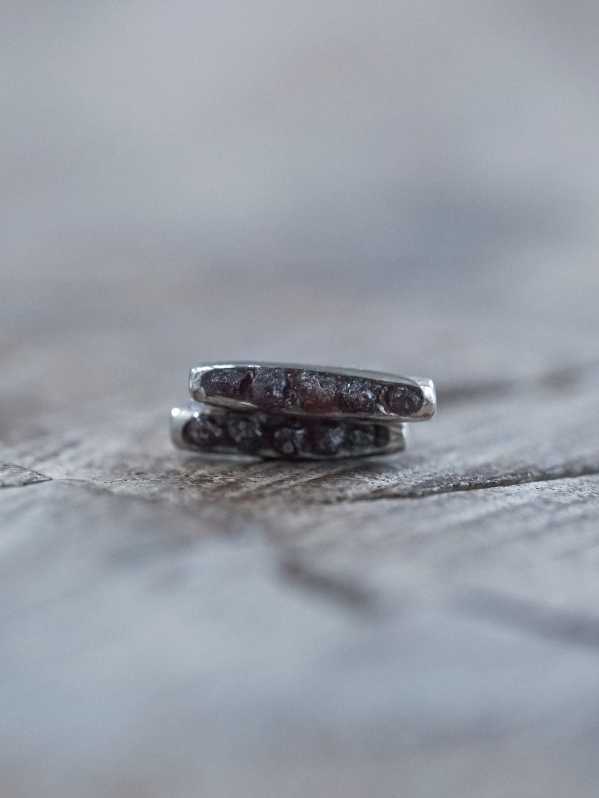Rough Garnet Earrings with Hidden Gems in recycled sterling silver