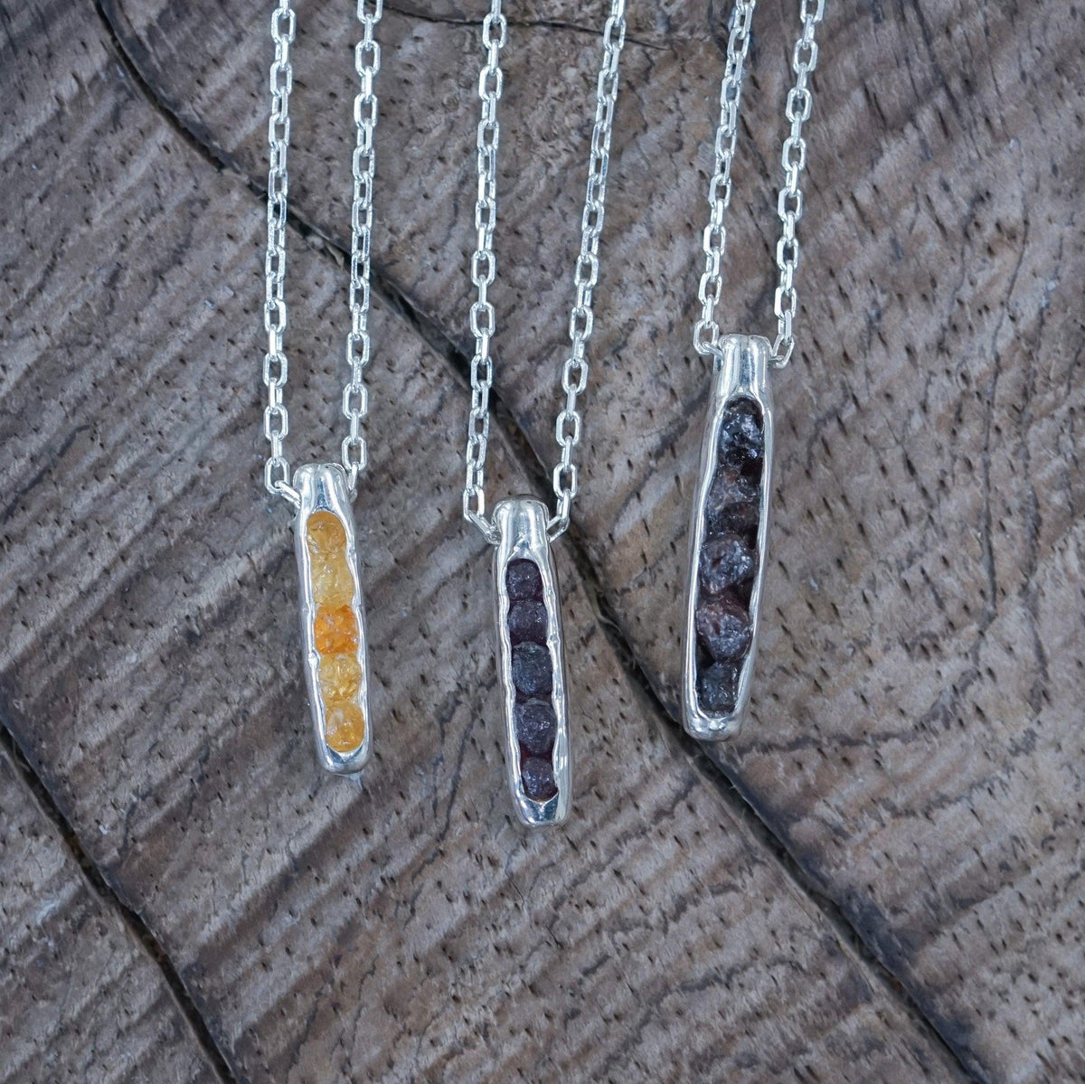 Rough Garnet Necklace with Hidden Gems in sterling silver