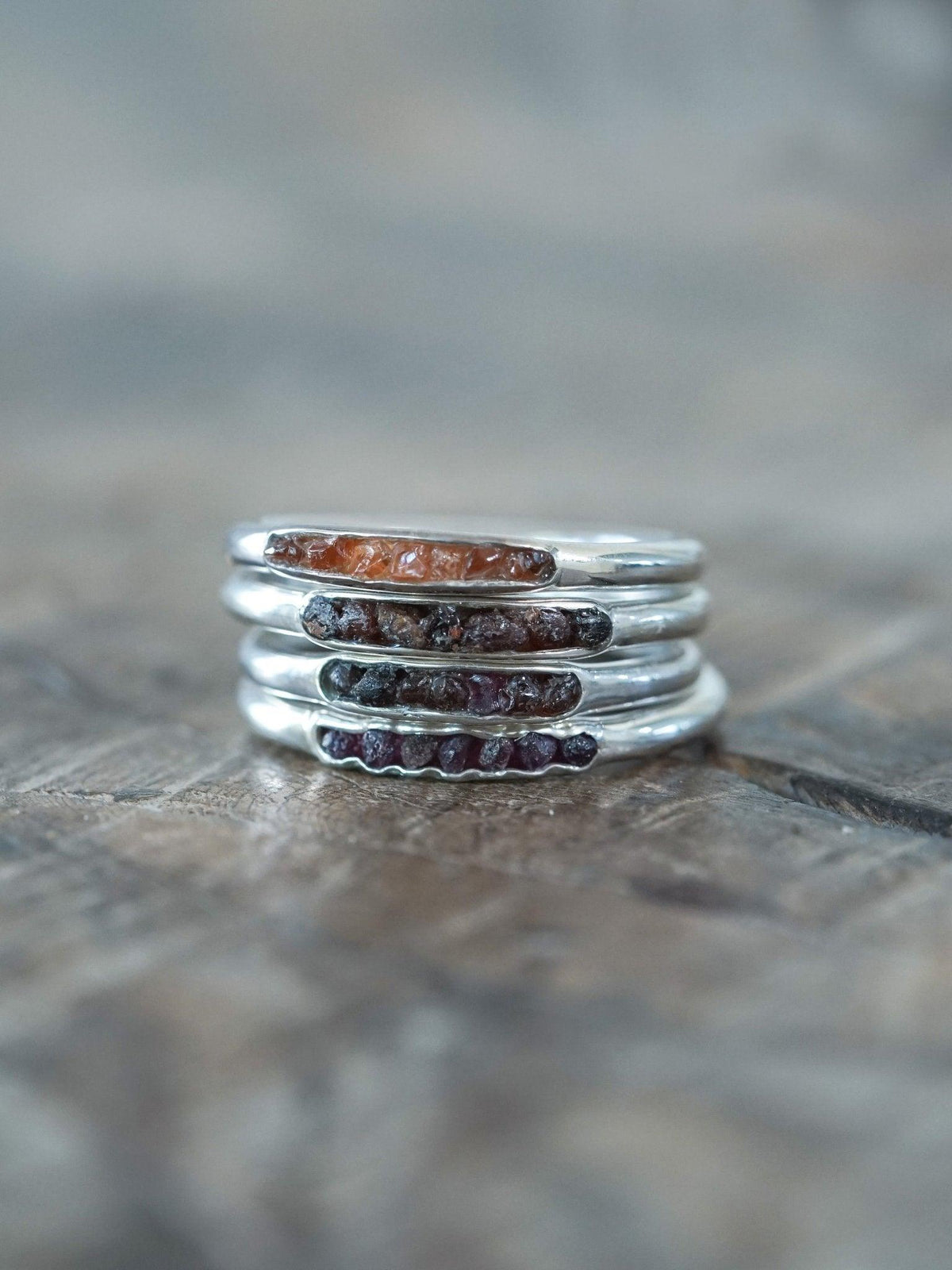 Rough Garnet Ring with Hidden Gems in sterling silver