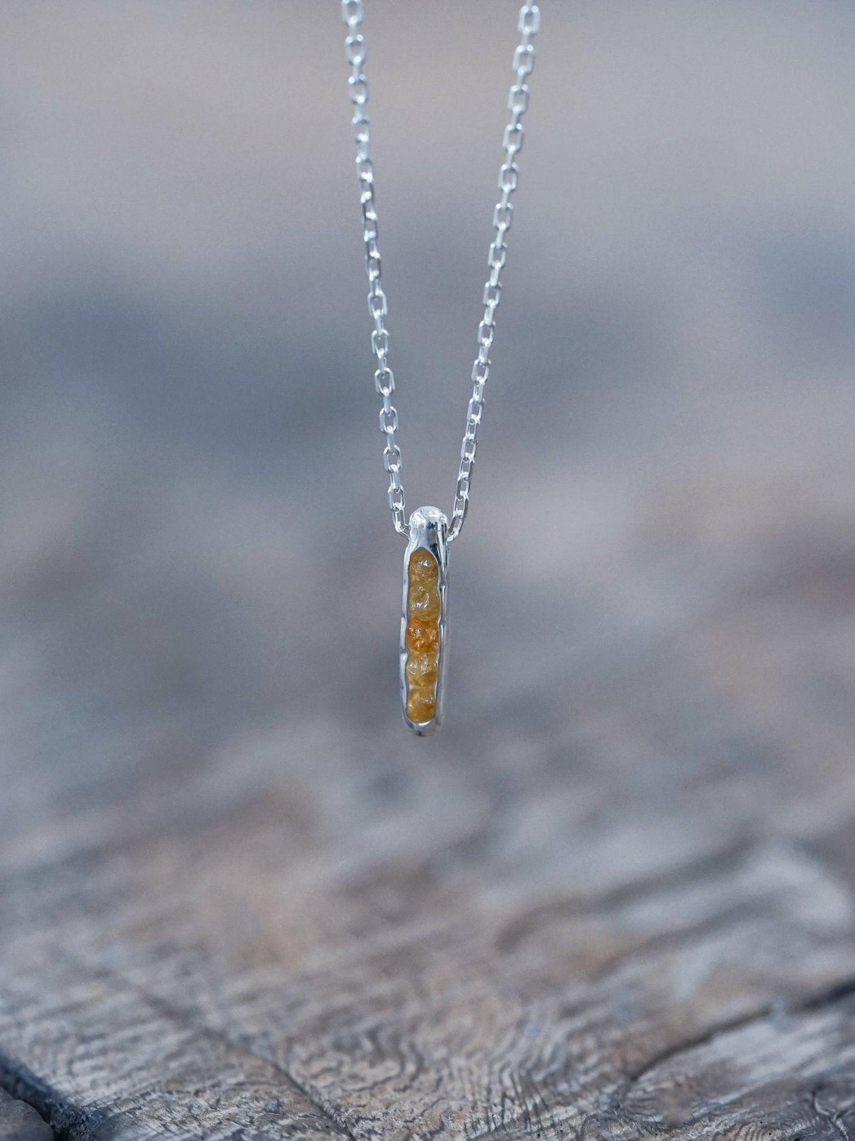 Rough Hessonite Montana Garnet Necklace with Hidden Gems in recycled sterling silver