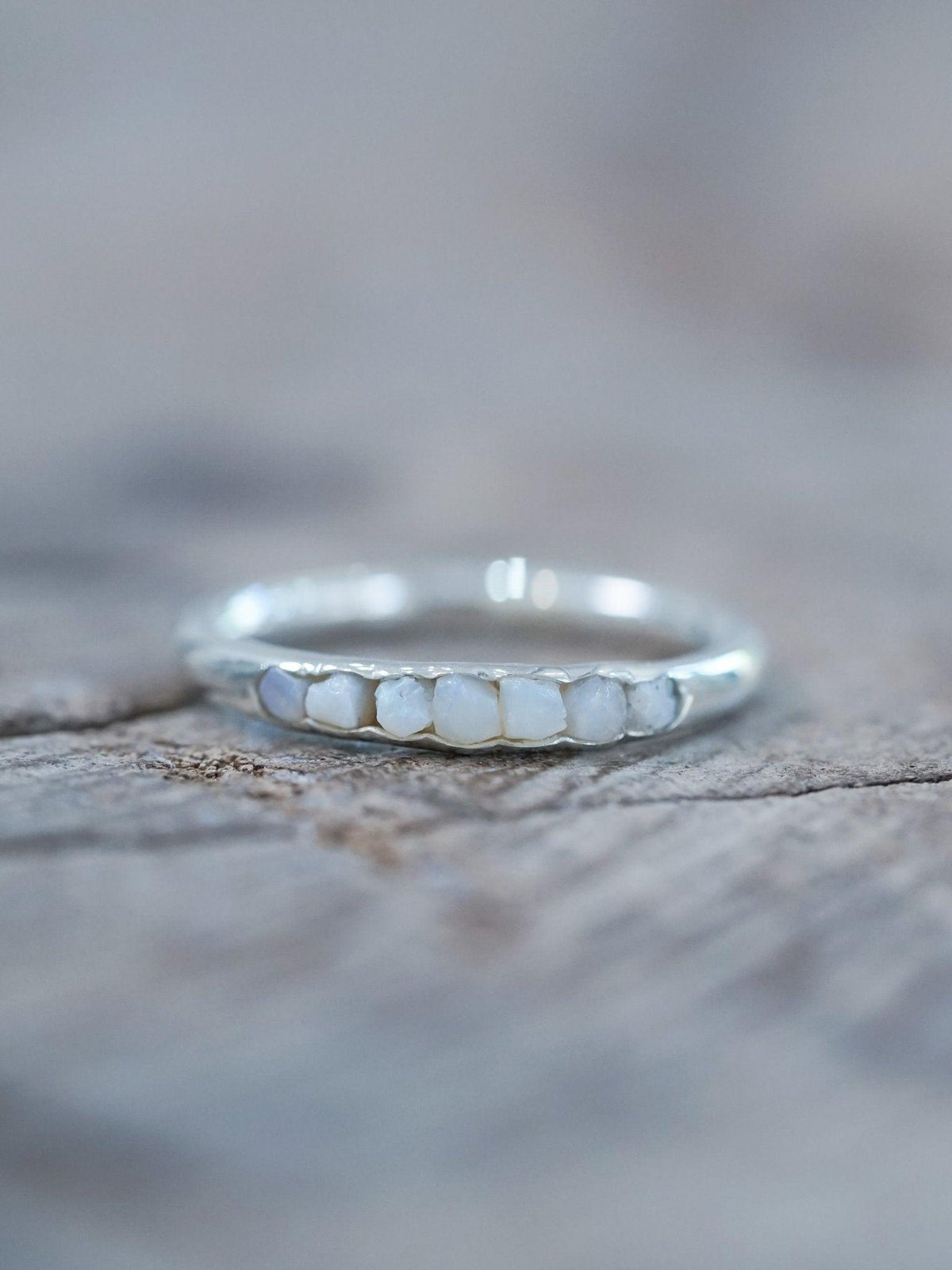 Rough Opal Ring with Hidden Gems in recycled sterling silver