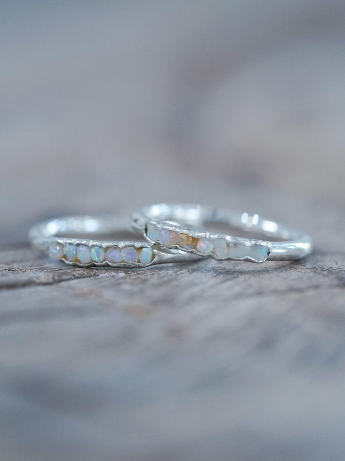 Rough Opal Ring with Hidden Gems in sterling silver
