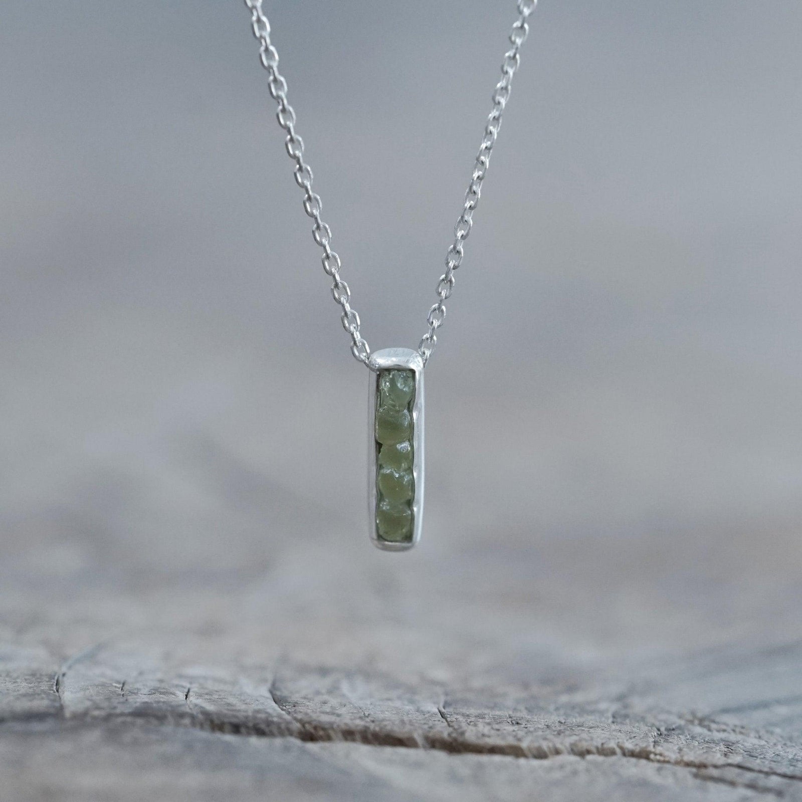 Rough Peridot Necklace with Hidden Gems in sterling silver