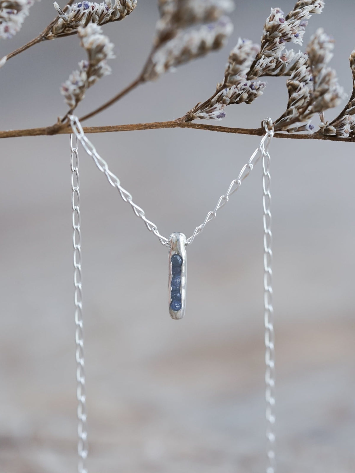 Rough Tanzanite Necklace with Hidden Gems in recycled sterling silver