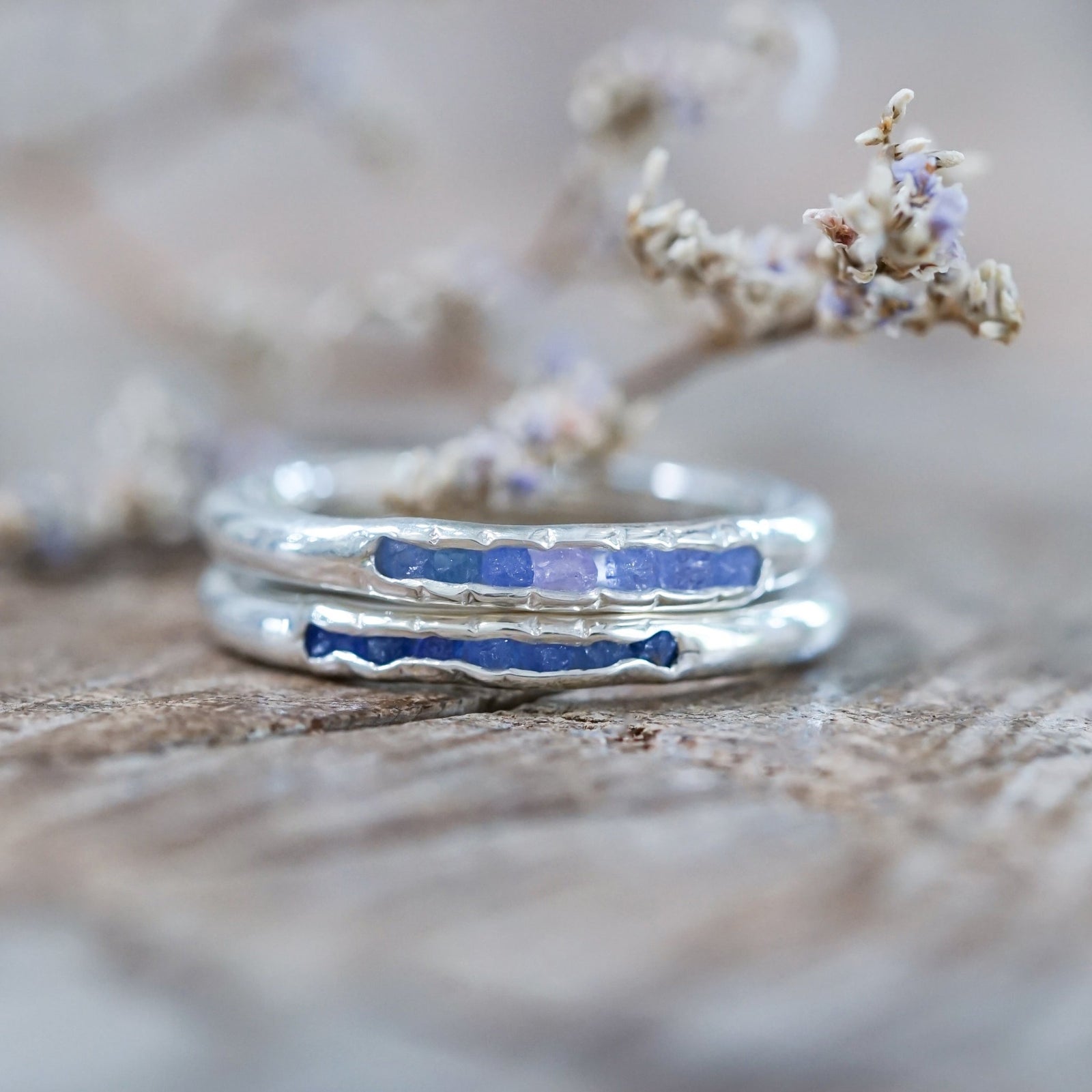 Rough Tanzanite Ring with Hidden Gems in sterling silver